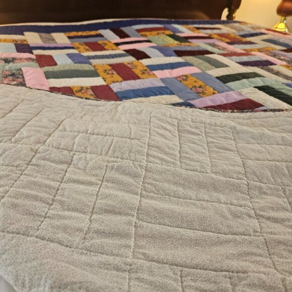 Quilt Amish Handmade Rail Fence 67x80 Full-Size Bed Oversized Twin Lancaster PA - Picture 9 of 11